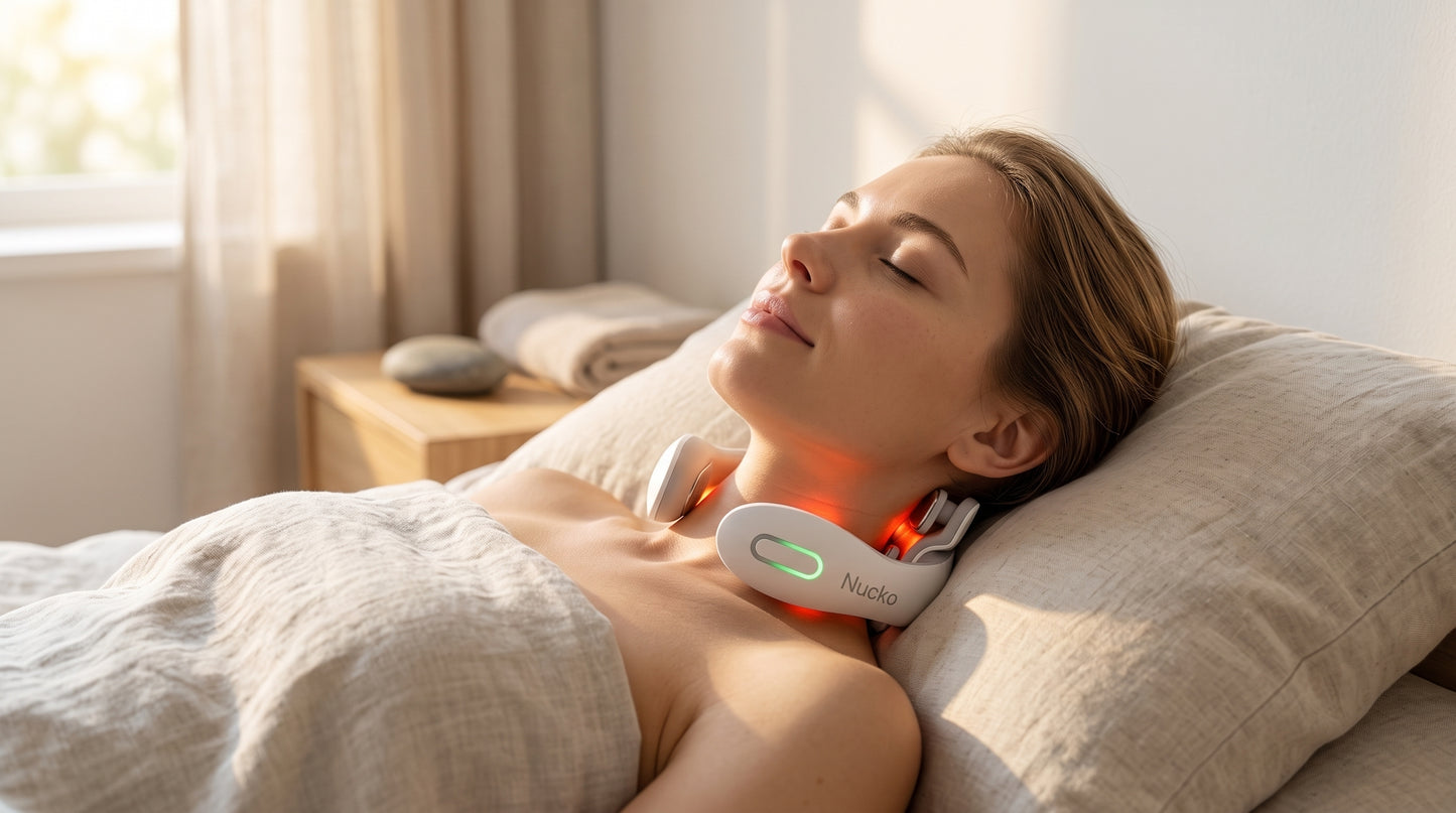 Vibration Neck Masssger Rechargeable Low Frequency Pulse Cervical Massager Smart Electric Neck Massager Red Light Massage